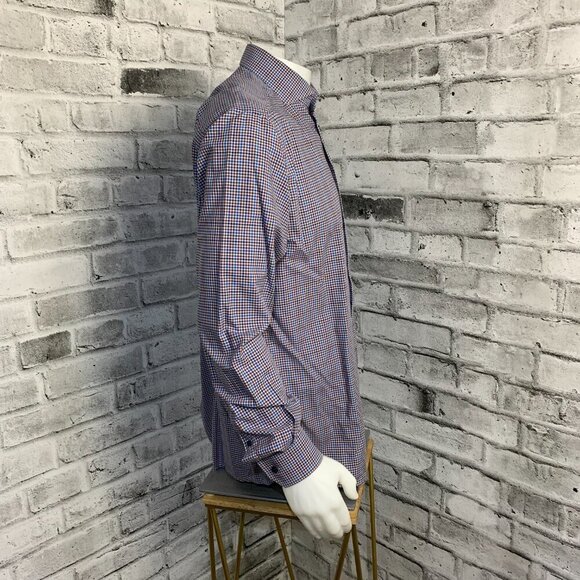 Eton Slim Gingham Check Print Dress Shirt - Picture 3 of 12